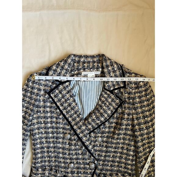 Veronica Beard Theron Tweed Plaid Double Breasted Blazer Jacket US 4 - Picture 4 of 7